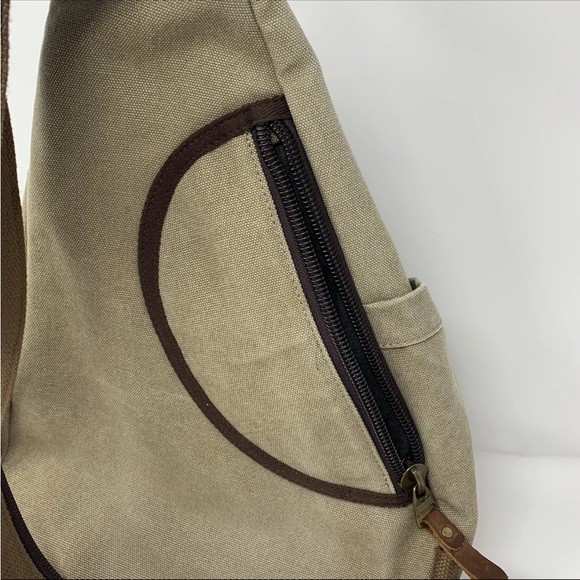 Canvas Sling Bag Unisex Khaki Crossbody Backpack Shoulder Daypack Conceal Carry - Picture 14 of 16